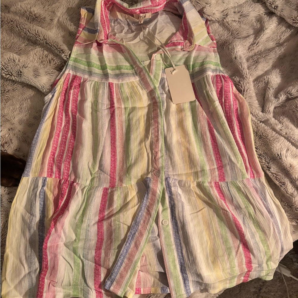 LA MIEL Multicolor Striped Sleeveless Top